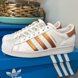 Adidas Superstar White with Copper Stripes